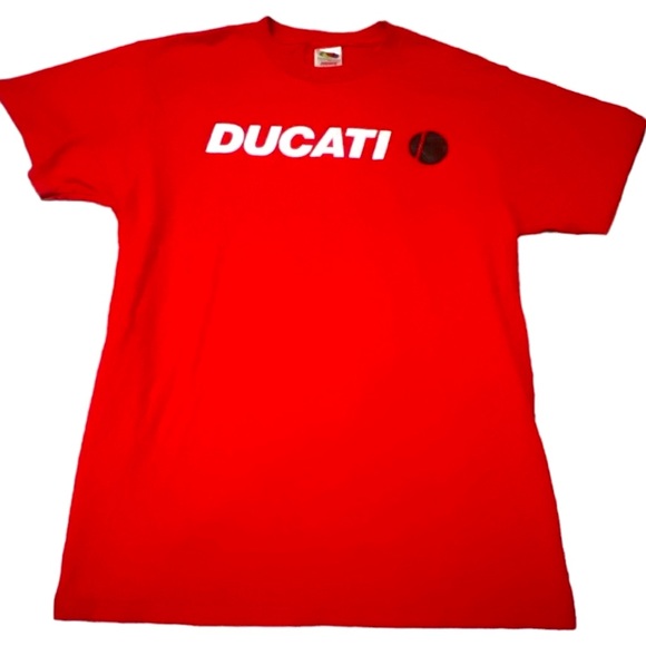 Y2K Vintage Ducati Motorcycle Red Tshirt, Short Sleeved, Size Medium, Unisex - Picture 1 of 7